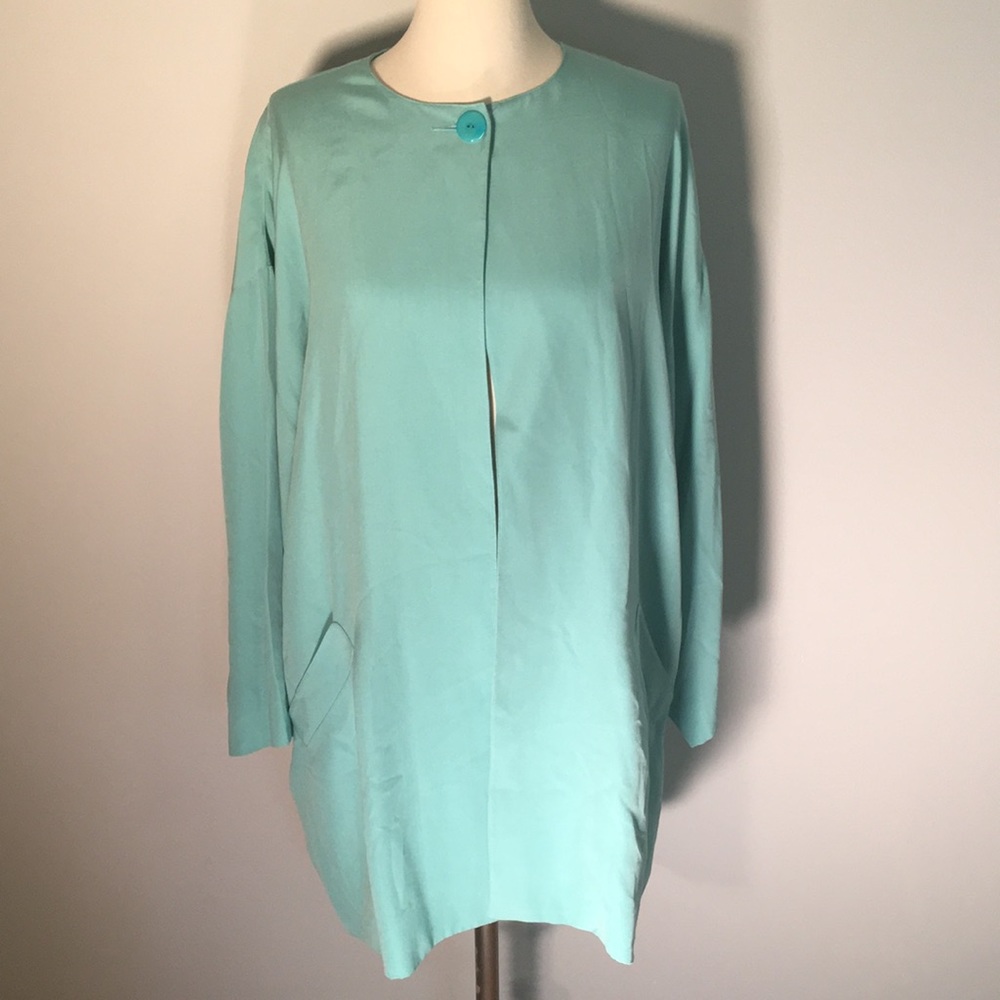 Vintage Adrienne Vittadini Silk Turquoise Jacket